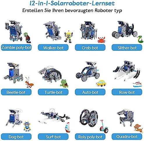 Pakoo STEM Solar Robot Toy 12-in-1 Educational Science Kit DIY Building Toy Construction Engineering Set for Kids Age 8-12 Boys & Girls Birthday Gift, Solar Powered Toy 2 51adSss6vKL. AC