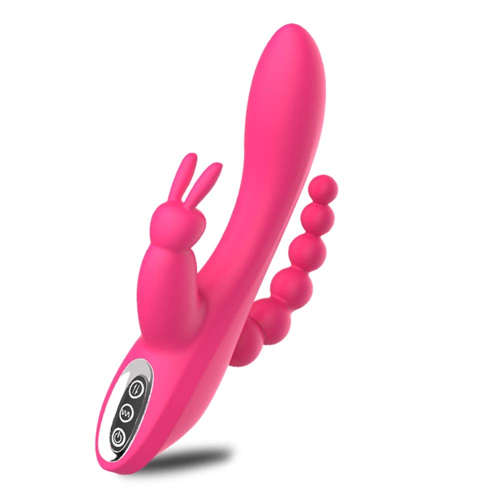 Vibratore del coniglio martellante, vibratore clitorideo con stimolazione del punto G femminile, stimolatore clitorideo femminile, vibratore potente con ricarica USB con silicone impermeabile Pink