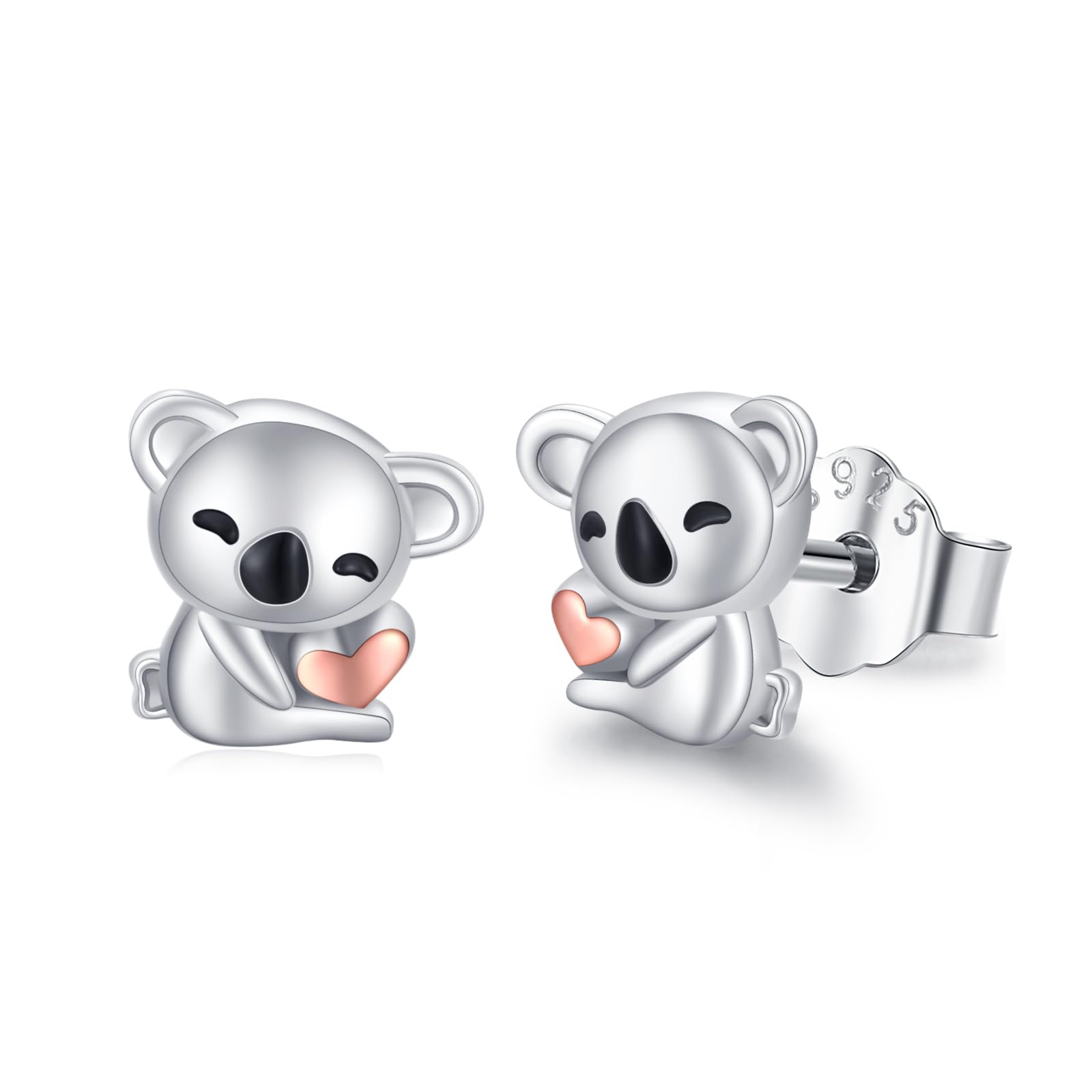 REDSUN Koala Orecchini da bambina in argento sterling 925, placcati oro rosa, orecchini koala, design carino per donne regalo