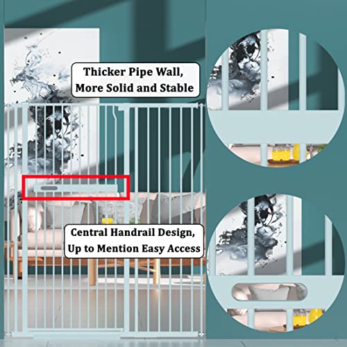 WAOWAO 55.11" Extra Tall Cat Pet Gate 42.91-45.66" Wide Pressure Mounted Walk Through Swing Auto Close Safety White Metal Kids Dog Pet Puppy Cat for Indoor Stairs,Doorways, Kitchen