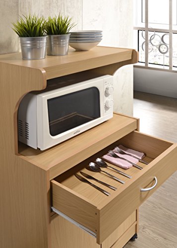Hodedah Microwave Kitchen Cart, Beech