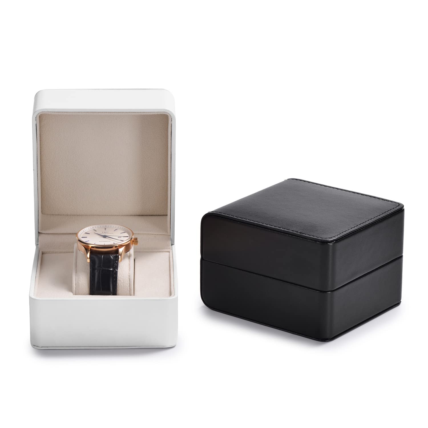 Oirlv Estuche Portátil para Relojes de Gamuza PU Cuero-Caja de Relojes-Organizador Viaje,para Aniversario y Cumpleaños(Blanco)