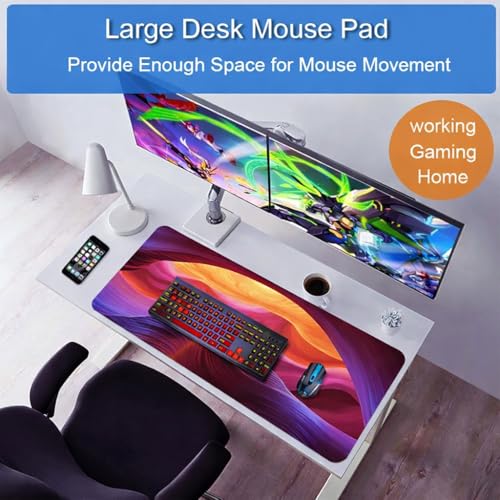 Image of Saco XXL Gaming Mouse Pad for PC - Large Desk Mat 900x400x3mm, Extended Non-Slip Rubber Base, Waterproof Surface, Scenery Design, Big Keyboard Mouse Pad for Office & Home Setup