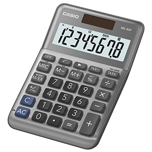 Casio Tischrechner MS-80F, 8-stellig, Steuerberechnung, Quadratwurzel, Aluminiumfront, Vorzeichenwechsel, Solar/Batteriebetrieb – Bild 3
