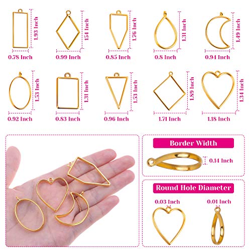 Shynek 60Pcs Hollow Frame Pendants - Resin Craft Bezels Jewelry Molds for Necklaces and Earrings Making Supplies3