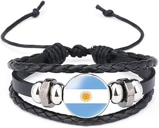 World Many National Flags Bangle Retro Alloy Leather Bracelet for National Flag Braided Rope Bracelet Bangle