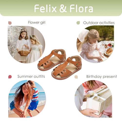 Image of Felix & Flora Toddler Girls Sandals Soft Rubber Princess Flat Shoes Flower Girl Shoes