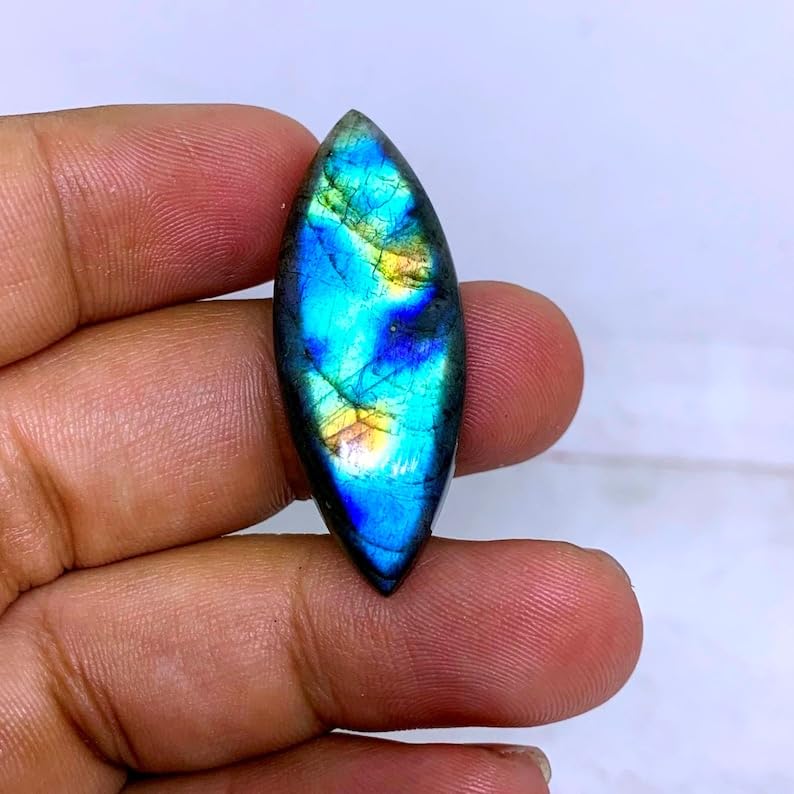 Pierre gemme labradorite naturelle marquise 39mm de qualité pour joaillerie