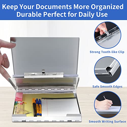 Aluminum Clipboard With Storage, Form Holder Steel Stainless Binder With Metal High Capacity Clip,Heavy Duty Made For Nurses Medical Personnel Jobsite Professionals Stationery Items #TOP1