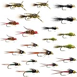 24 Prince/Beadhead Gold Ribbed Hare's Ear/Rubber Legged Hare's Ear/Copper John Fly Fishing Flies Kit Fly Assortment Trout Bass Fishing with Dry/Wet Flies, Nymphs, Streamers, Popper