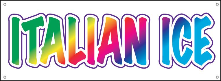 4 Less Co 18x48 Inch ITALIAN ICE Vinyl Banner Sign with Grommets wb