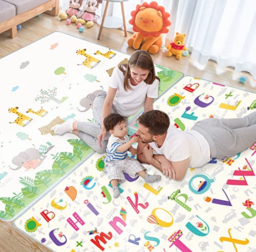 Alfombra de Juego para Bebés HONLONE Crawling Mat, Cochoneta para Niños y Adultos, Espuma de Alfombra de Juego, Certificado CE Impermeable 180x150x0.5cm Cover