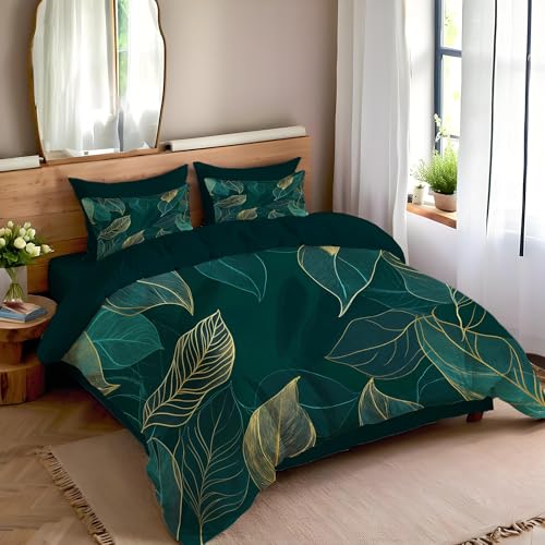 Parure housse couette microfibre émeraude avec fermeture éclair