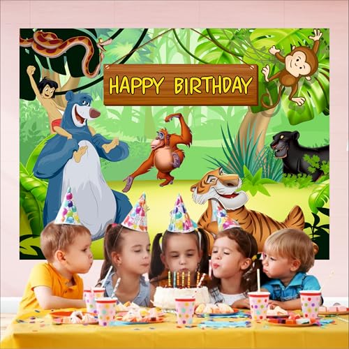 Image of Jungle Birthday Backdrop 5x4 Ft | Backdrops for Decoration | Birthday Decoration Backdrop | Banner for Kids Theme Party