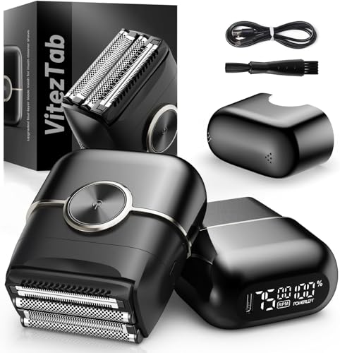 Foil Shaver Electric Razor: Mini Electric Shaver for Men with 4 Floating Blades 2 Gears Adjustable IPX7 Waterproof Big LED Display USB-C