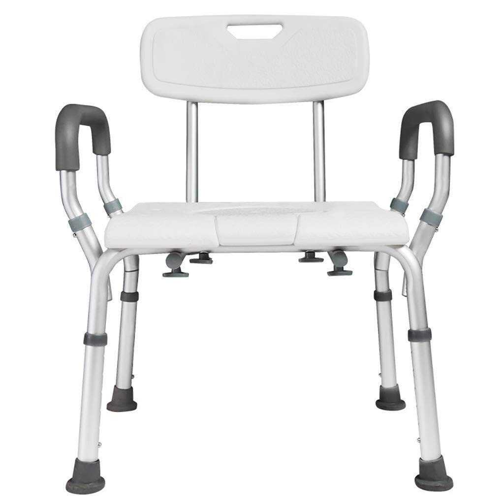 Sgabello da Doccia, Sedile da Doccia, Sedia Comoda da Comodino, Sedia da Doccia Regolabile in Altezza con Braccioli/Schienale per Anziani, Adulti, Donne Incinte