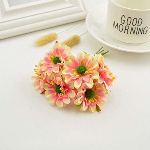 Buy Pink 6pcs silk handmade stamens artificial bouquet wedding decorations DIY wreaths gift