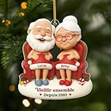 Cadeau Plus Ornement Personnalisé   Vieillir Ensemble [Effet d'impression 3D]   Ornement Noël Acrylique Personnalisé Couple Insolite, Cadeaux Amoureux, Boules de Noel, Couple Sapin Noël (Modèle #2)