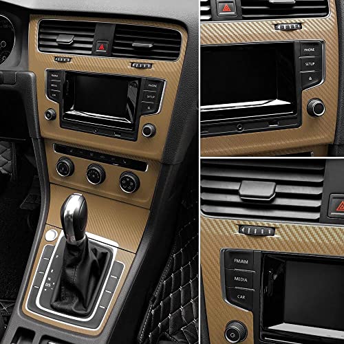 Image of WISDOM 3D Golden Carbon Fiber Vinyl Wrap Adhesive Sheet Roll Vinyl Sticker Tape for Cars Auto and Motorcycle DIY, Decoration Crafts (24 inch x 360)