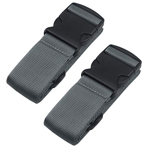 Heavy Duty Luggage Straps for Suitcases Packing Belts Travel Accessories Adjustable Bag Strap 2 Pack (Grey)