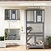 Upgraded Outdoor Cat Enclosure with 3 Perches, Wheels & Lockable Doors - Weatherproof Large Cat Cage for Indoor/Outdoor Use - Dark Gray/Light Gray/Black Fir Wood & Steel Cat House (36