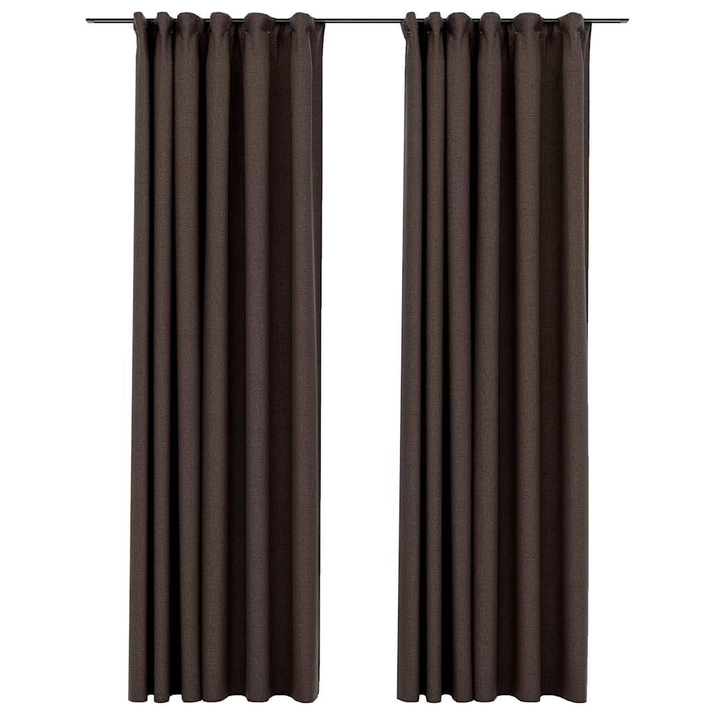 Cortinas opacas con aspecto de lino, juego de 2 unidades, 140 x 225 cm, opacas con ganchos de metal para salón y dormitorio, cortinas decorativas para ventanas para oscurecer