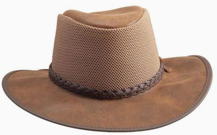 American Hat Makers Breeze Leather & Mesh Sun Hat | Wide Brim, UPF50, Breathable & Adjustable | Perfect for Outdoors - Image 5