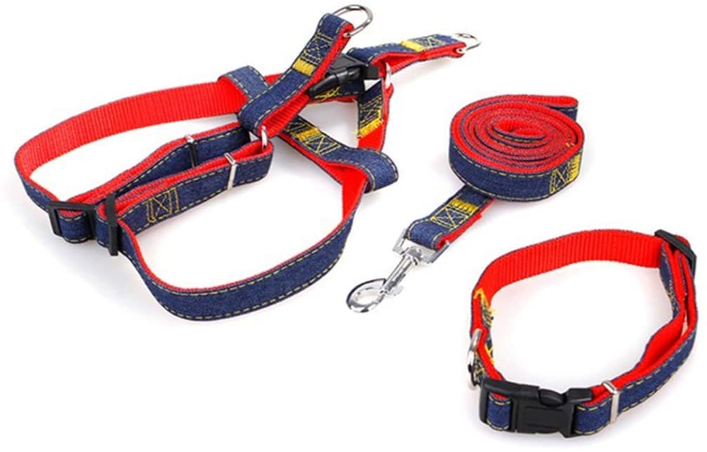 Smoro Denim Dog Harness Collar Adjustable for Puppy Dogs, Adjustable Dog Harness Collar