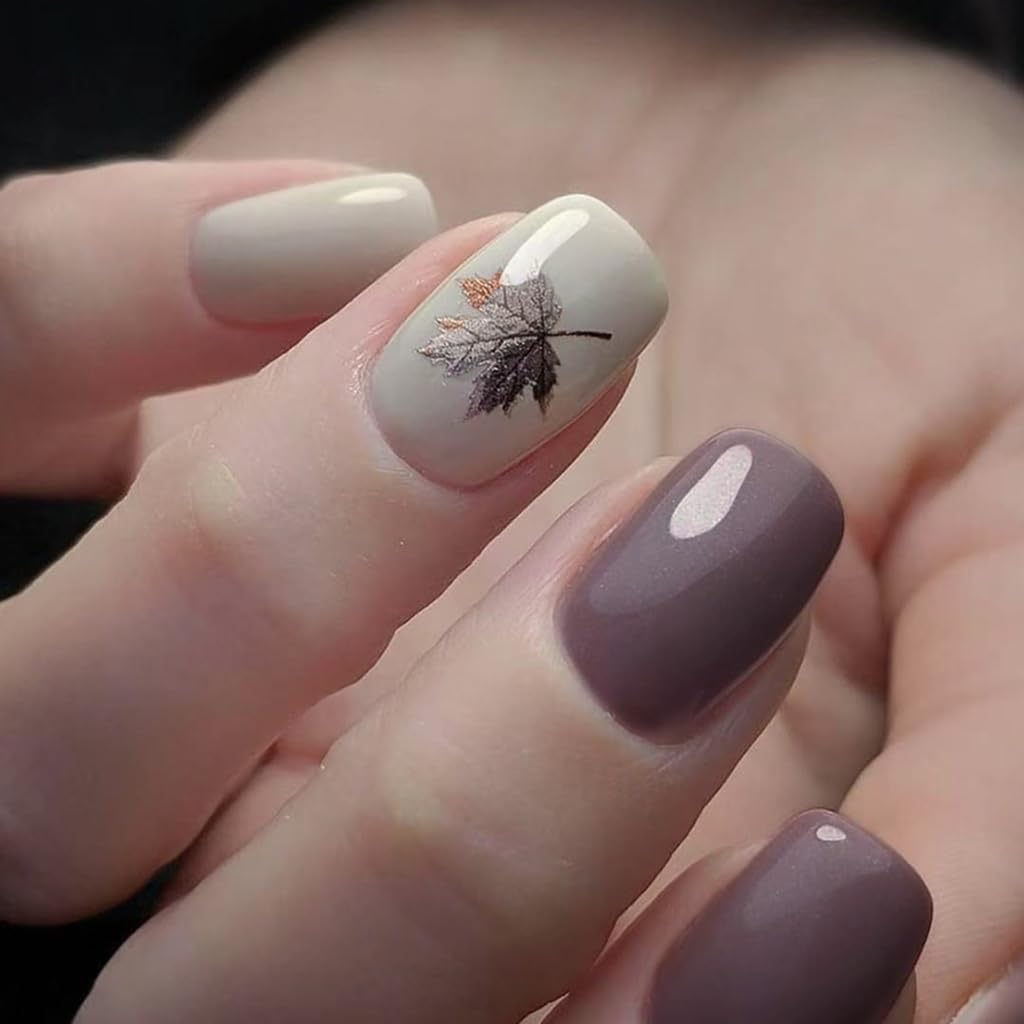 Dusty Mauve Glitters Comfortable False Nails For Sensitives Skin Quick Snapping Fit Installation