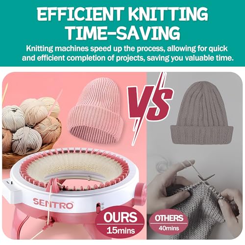 ROHSCE Máquina de tricô Sentro com 48 agulhas com contador de fileiras, tear de tecelagem inteligent