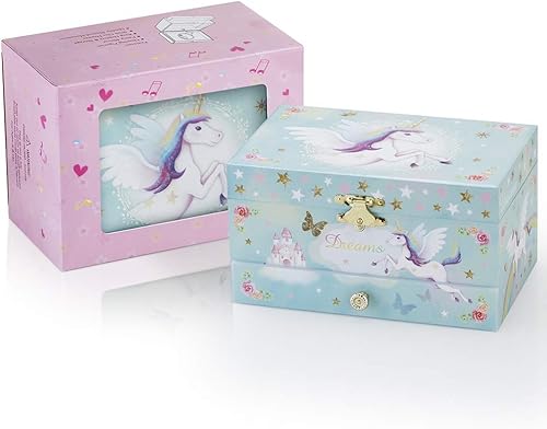 Miniatura 9 de RR ROUND RICH DESIGN Joyero musical para niños con temática de unicornio y flores para niñas