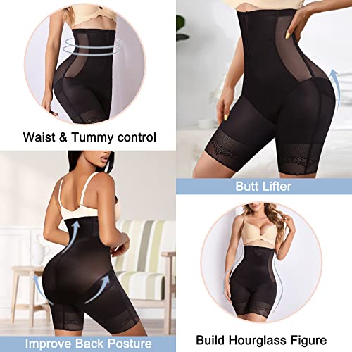 Reyeogo Women Butt Lifter Shapewear Slim Tummy Control Panties Body Shaper Hip Enhancer Underwear Lace Thigh Slimmer Shorts (Medium, Black) #TOP3