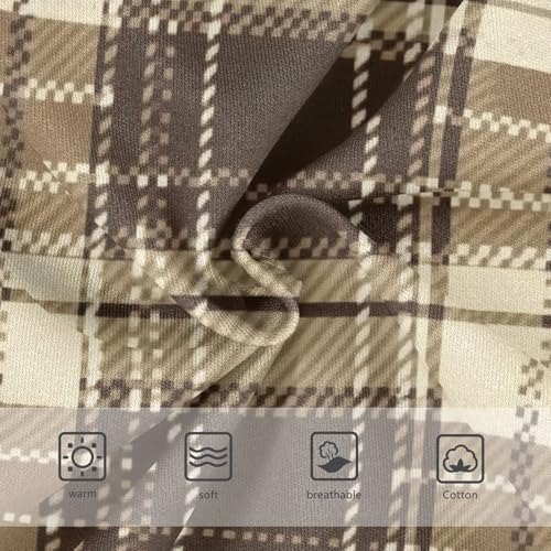 Brown Beige Plaid Girls' Moisture-Wicking Panties Breathable Toddler Underwear for Kids in Sizes 2T,3T, 4T, 5T, 6Y and 8Y3