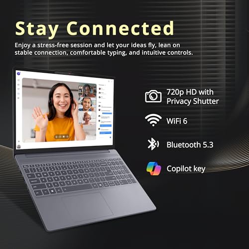 Image of Lenovo IdeaPad Slim 3 Touchscreen Laptop, 15.3 inch WUXGA IPS Display, AMD Ryzen 7 170, 8GB DDR5, 1.5TB Storage (512GB PCle SSD+1TB Docking Station), Copilot, Numeric Keypad, Wi-Fi 6, Win 11, Luna Grey