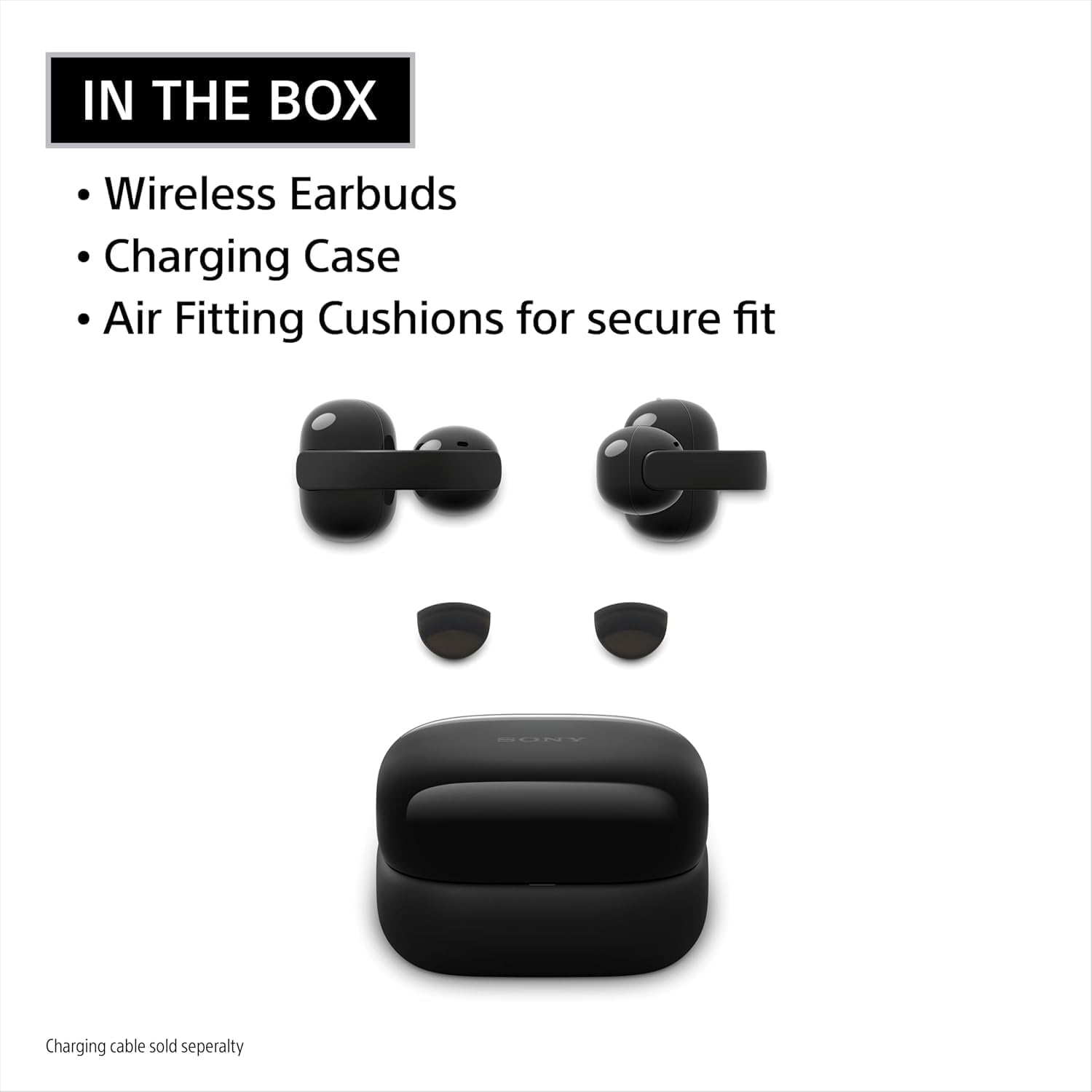 Sony LinkBuds Clip Open-Ear Truly Wireless Earbuds, Black - WFLC900/B w 27-Month Axiom Device Care Program