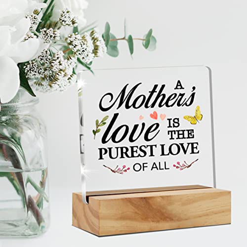 Mom Mother Gift From Daughter Son For Mother’s Day Christmas Birthday, Mother's Love Quote Gifts Clear Desk Decorative Sign Acrylic Plague With Wood Stand #TOP3