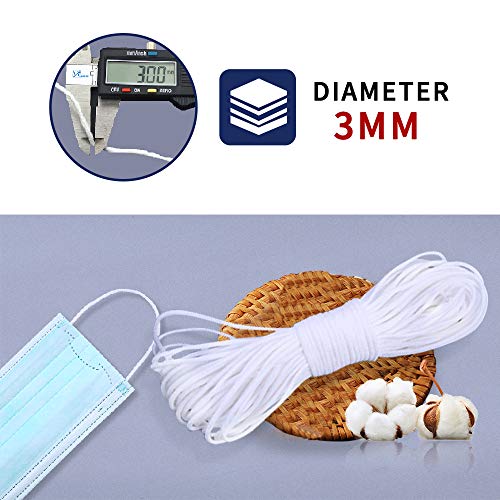 image for Yoophane 22 Yards Braided Elastic Bands for Sewing, 1/8 Inch White Ela