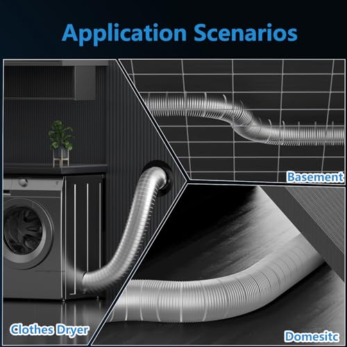 Hon&Guan 4 Inch Semi-Rigid Dryer Vent Hose for Improved Airflow, 5Feet