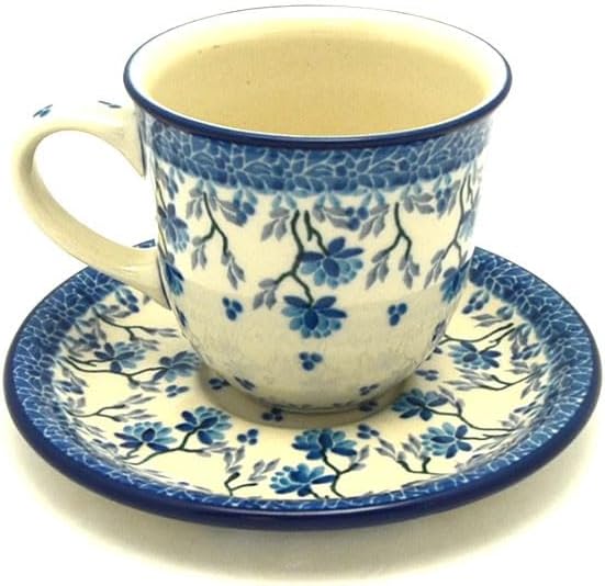 Polish Pottery 8 oz. Cup & Saucer - Clover Field