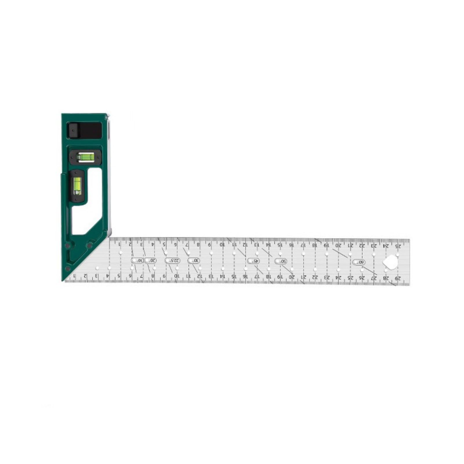 Tsophreniq 300Mm Manual Tool Measuring Ruler Woodworking Carpenter Tools With Bubble Levels Stainless Steel L Shape Square Marking Gauge Gauge