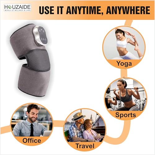 Image of HOUZAIDE Knee Massager for Joint Pain Relief, Advanced 7-Level Heating, 3 Level Air Compression & 3 Modes Vibration, Knee Pain Relief Enhanced Recovery for Knees & Joints with Orthozen Roll-on | Raksha Bandhan Gift Option