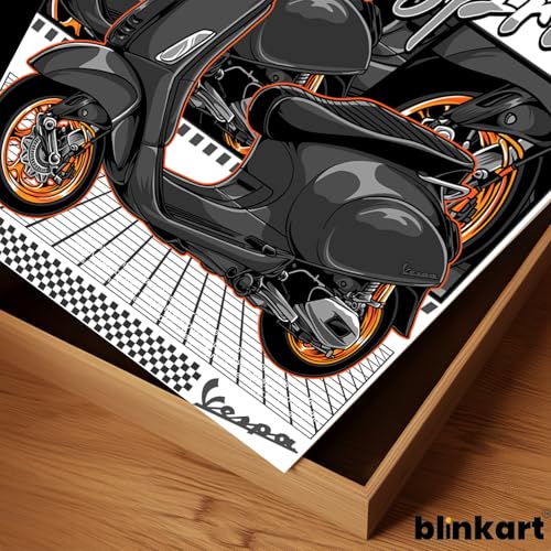 Image of BLINKART Vespa Sprint 150Car Posters Sticker Gift Items for Boys Room Wall Decor || Comes with Double-Sided Tape|| Decoration Bedroom Living Room Office Studio Decor | 12x18 In (A3) - CAR-316
