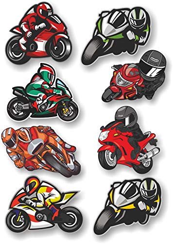 8 parches serigrafiados para planchar en la ropa. Aplicaciones termoadhesivas para reparar y decorar pantalones, chaquetas, jerseys, mochilas (Motos)