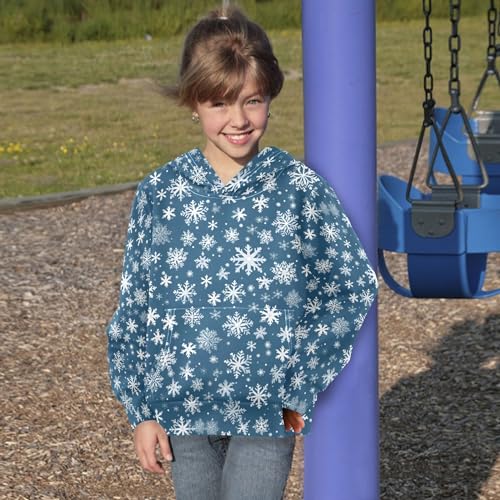 Kids Hoodies Sweaters Christmas Xmas Snowflake Hooded Sweatshirts with Big Pockets for Boys Girls B04003924