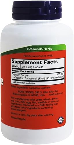 Miniatura 3 de Now Foods Cayena 500mg 100 Vcaps