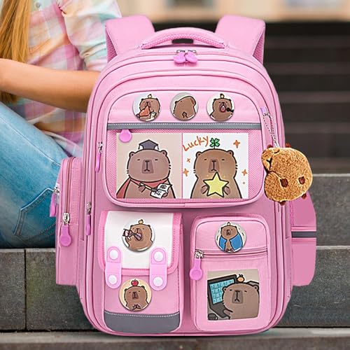 Sac à dos capybara pour l'école un cartable animal mignon marron - 3