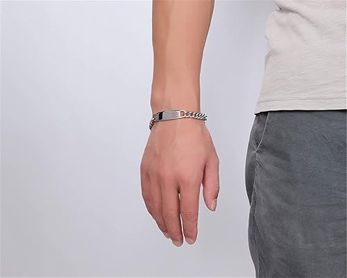 Miniatura 2 de ZKXXJ Pulsera médica personalizada para hombres y mujeres, cadena de eslabones de acero inoxidable, pulsera de identificación de identificación,