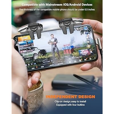 ACEDAYS Mobile Phone Controller for Android & iPhone, 6 Trigger Game Controller Compatible with PUBG Mobile/Knives Out/Call of Duty Mobile, Phone Triggers for Gaming with Sensitive Shoot and Aim
