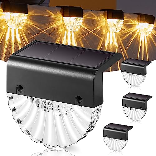MUSUNIA Solar Step Lights 4 Pack - Outdoor Waterproof Deck Lights for Fence, Terraces, Stairs, Garden Decorations (Warm White/Color)