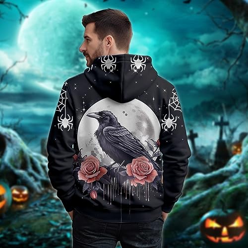 V-DECORPARKS Unisex Halloween Hoodies 3D Printing Ghost Graphic Hoodies Fleece Pullover Hooded Sweatshirt Pockets Set 24